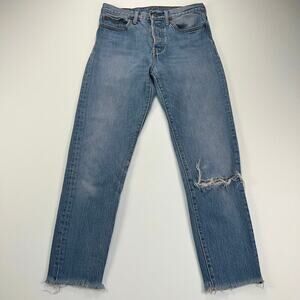 Levi’s White Oak Cone Denim Mid Rise Button Fly Straight Leg Ankle Jeans Size 27